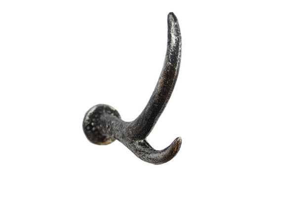 Rustic Silver Cast Iron Antler Hook 5"