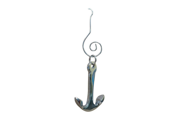 Chrome Anchor Christmas Ornament 4"