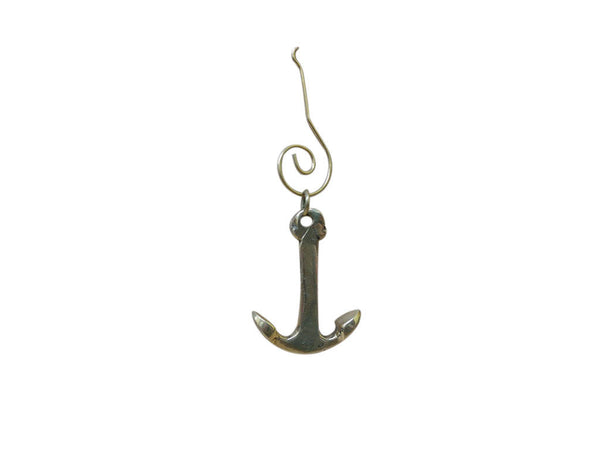 Brass Anchor Christmas Ornament 4"