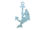 Rustic Light Blue Cast Iron Mermaid Anchor 9"