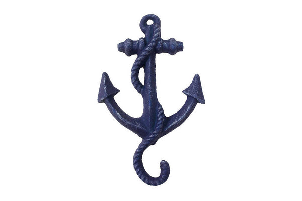 Rustic Dark Blue Cast Iron Anchor Hook 5"