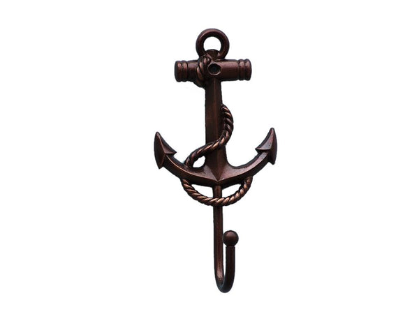 Antique Copper Anchor And Rope With Hook 7"
