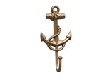 Antique Brass Anchor And Rope With Hook 7"