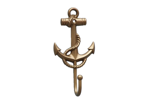 Antique Brass Anchor And Rope With Hook 7"