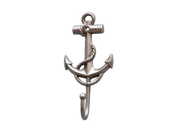 Silver Finish Anchor And Rope With Hook 7"