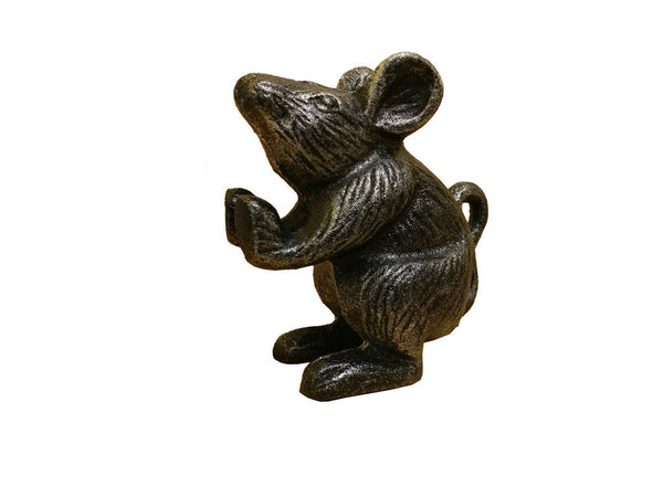 Set of 2 - Rustic Silver Cast Iron Mouse Book Ends 5"