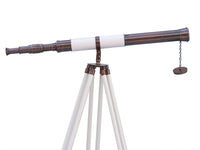 Admirals Floor Standing Antique Copper with White Leather Telescope 60"