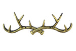 Rustic Gold Cast Iron Antler Wall Hooks 15"