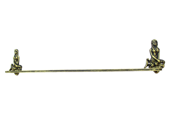 Rustic Gold Cast Iron Mermaid Bath Towel Holder 26"