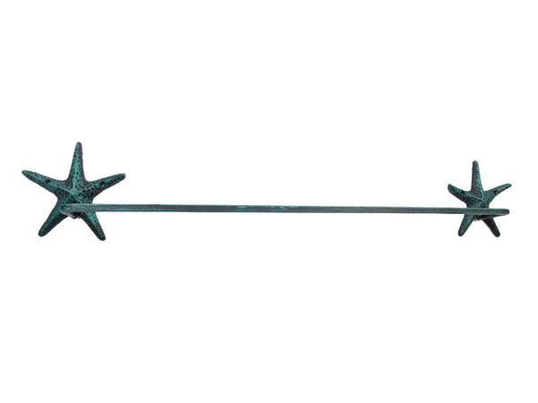 Seaworn Blue Cast Iron Starfish Bath Towel Holder 30"
