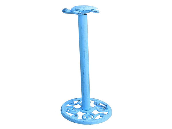 Rustic Light Blue Cast Iron Sea Turtle Extra Toilet Paper Stand 13"