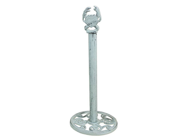 Whitewashed Cast Iron Crab Extra Toilet Paper Stand 16"