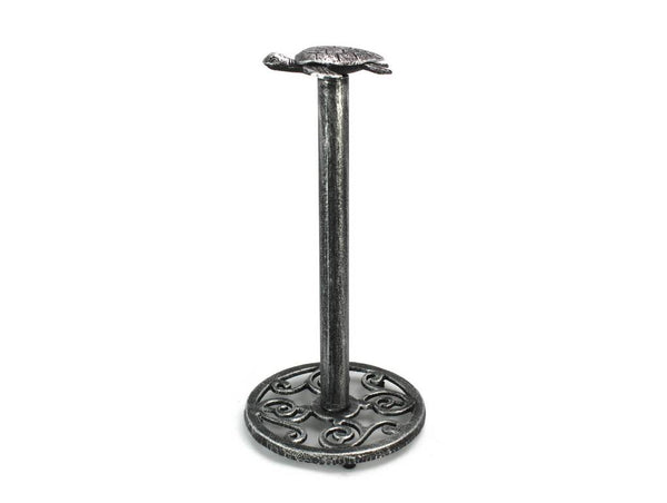 Antique Silver Cast Iron Sea Turtle Extra Toilet Paper Stand 13"