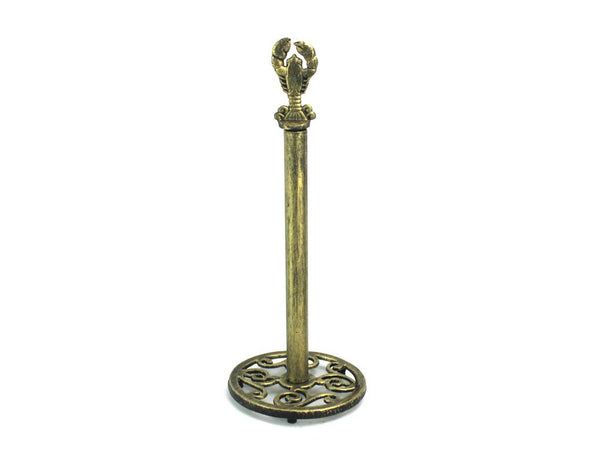 Antique Gold Cast Iron Lobster Extra Toilet Paper Stand 16"