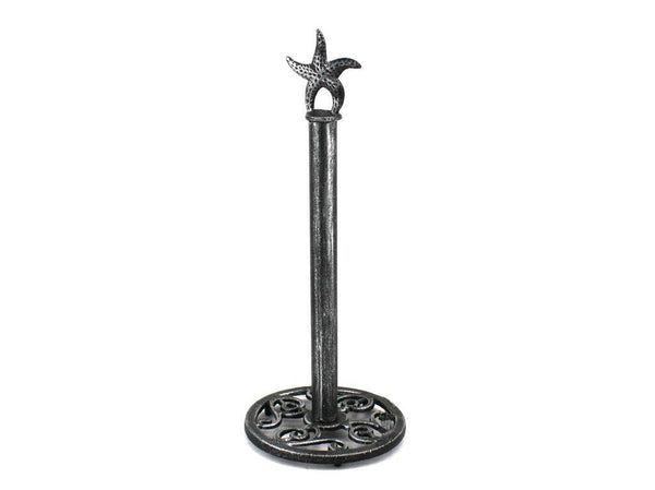 Rustic Silver Cast Iron Starfish Extra Toilet Paper Stand 15"