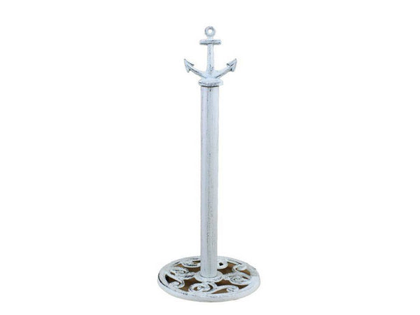 Rustic Whitewashed Cast Iron Anchor Extra Toilet Paper Stand 16"