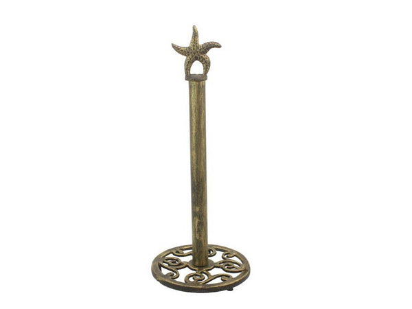 Antique Gold Cast Iron Starfish Extra Toilet Paper Stand 15"