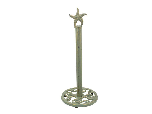 Rustic Seaworn Bronze Cast Iron Starfish Extra Toilet Paper Stand 15"