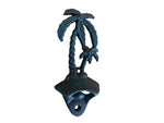 Seaworn Blue Cast Iron Wall Mounted Palm Tree Bottle Opener 6"