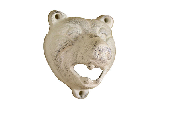 Whitewashed Cast Iron Bear Bottle Opener 4"