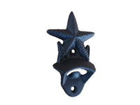 Rustic Black Cast Iron Wall Mounted Starfish Bottle Opener 6"