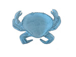 Rustic Dark Blue Whitewashed Cast Iron Crab Decorative Bowl 7"