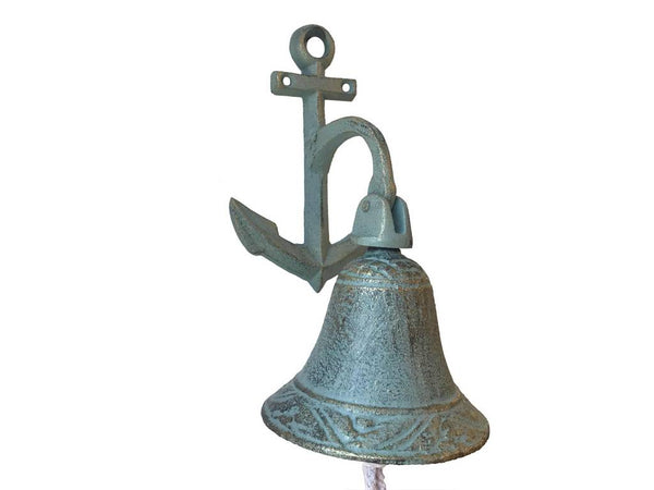 Antique Bronze Cast Iron Wall Hanging Anchor Bell 8"