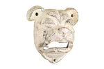 whitewashed Cast Iron Bulldog Bottle Opener 4"