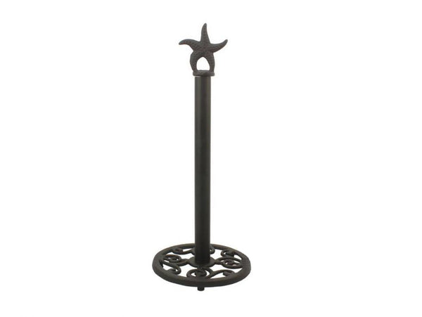 Rustic Black Cast Iron Starfish Extra Toilet Paper Stand 15"