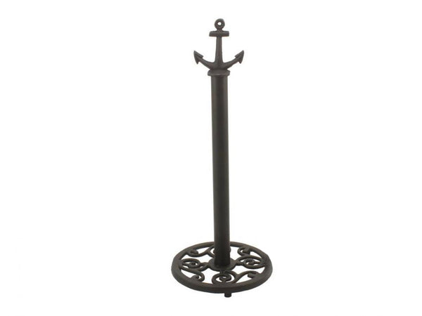 Rustic Black Cast Iron Anchor Extra Toilet Paper Stand 16"
