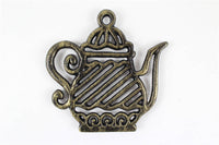 Rustic Gold Cast Iron Teapot Trivet 9"