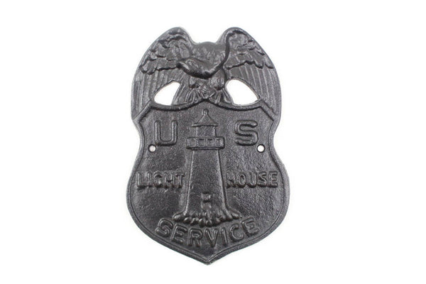 Rustic Black Cast Iron US Lighthouse Service Sign 9"