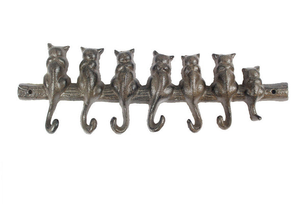 Cast Iron Cat Wall Hooks 13"