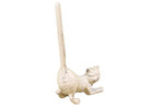 Whitewashed Cast Iron Cat Paper Towel Holder 10"