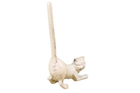 Whitewashed Cast Iron Cat Paper Towel Holder 10"