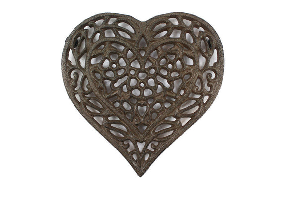 Cast Iron Heart Shaped Trivet 7"