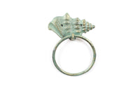 Antique Seaworn Bronze Cast Iron Conch Towel Holder 7"