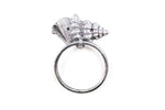 Rustic Silver Cast Iron Conch Towel Holder 7"