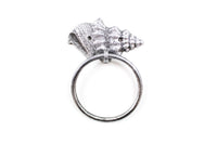 Rustic Silver Cast Iron Conch Towel Holder 7"