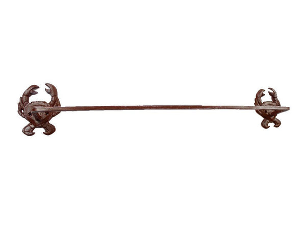 Rustic Red Cast Iron Crab Bath Towel Holder 27"