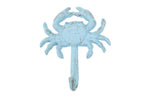 Rustic Light Blue Cast Iron Wall Mounted Crab Hook 5"