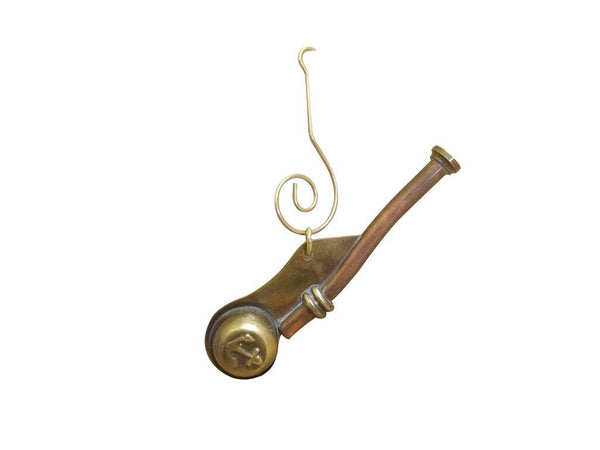 Antique Brass Bosun Whistle Christmas Ornament 4"