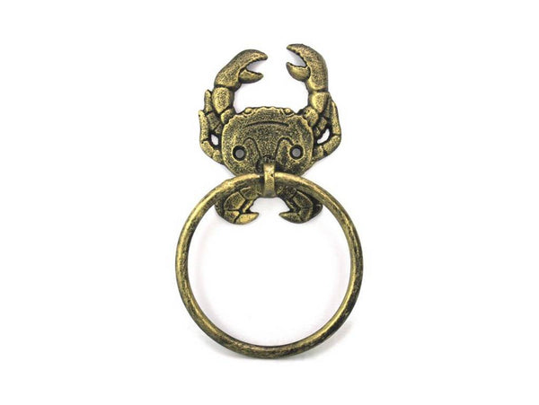 Antique Gold Cast Iron Crab Towel Holder 8"