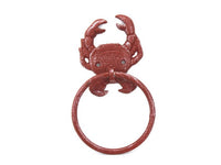 Rustic Red Cast Iron Crab Towel Holder 8"