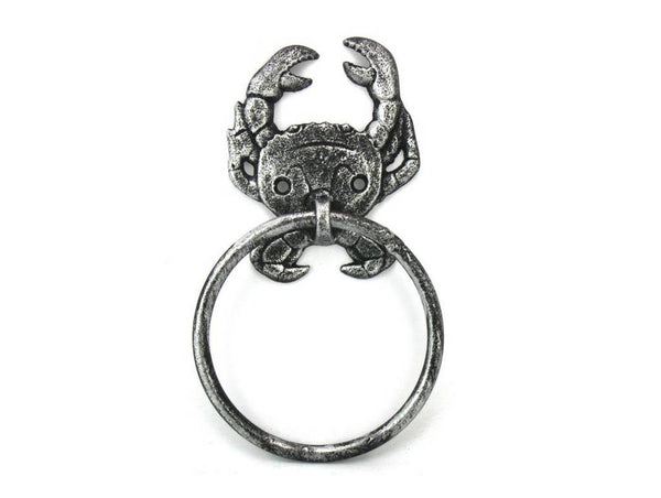 Antique Silver Cast Iron Crab Towel Holder 8"