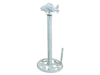 Whitewashed Cast Iron Fish Paper Towel Holder 15"