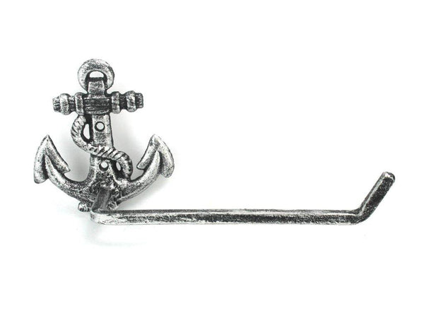 Antique Silver Cast Iron Anchor Toilet Paper Holder 10"