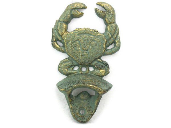 Antique Bronze Cast Iron Wall Mounted Crab Bottle Opener 6"