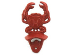 Rustic Red Cast Iron Wall Mounted Crab Bottle Opener 6"