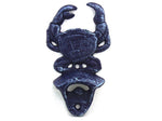 Rustic Dark Blue Cast Iron Wall Mounted Crab Bottle Opener 6"
